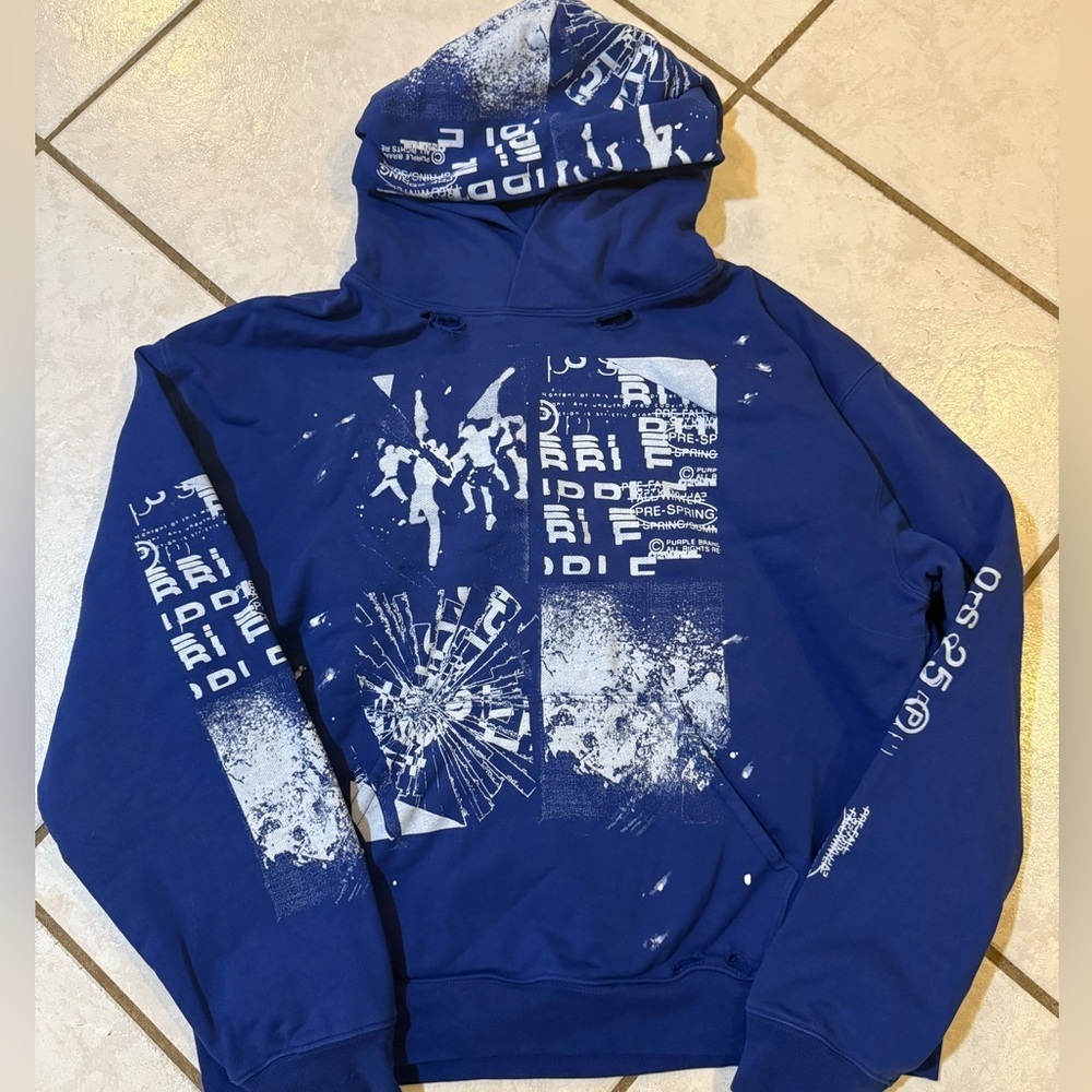Blue Graphic Men's hoodie Purple Brand street wear - Picture 3 of 3